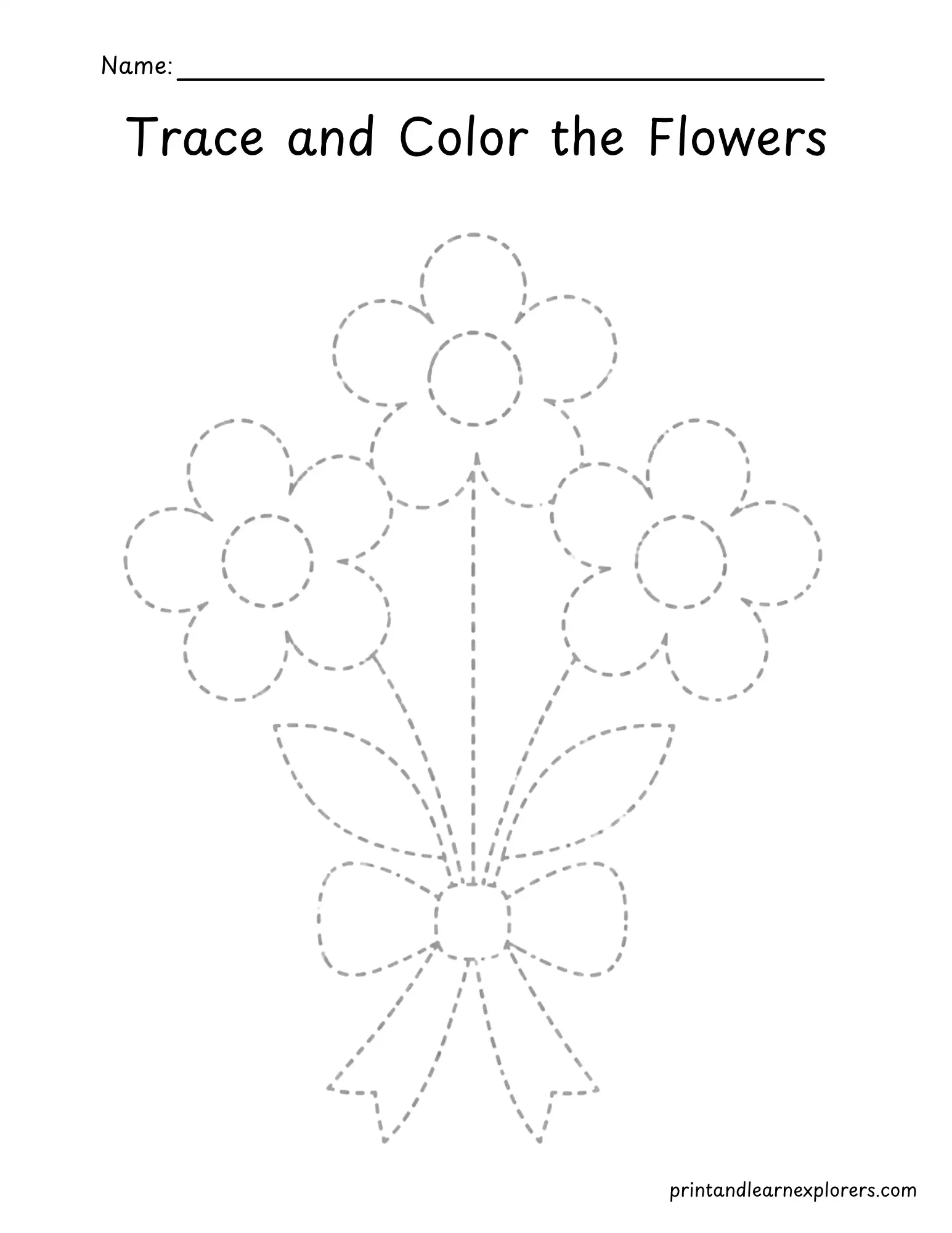 flower bouquet tracing worksheet