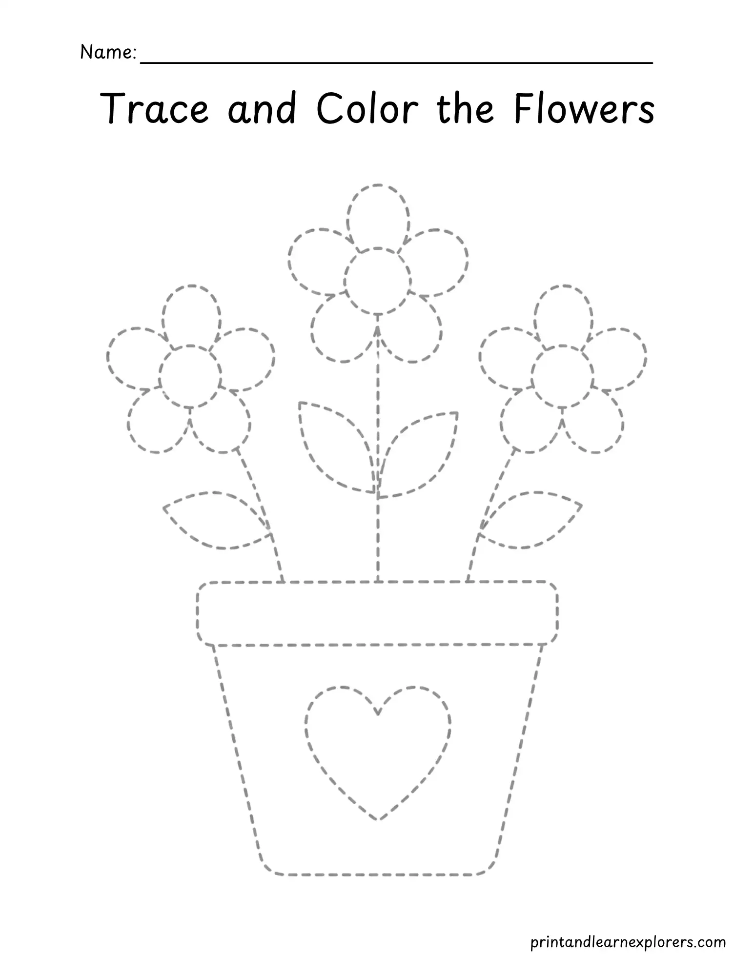 flower pot tracing worksheet