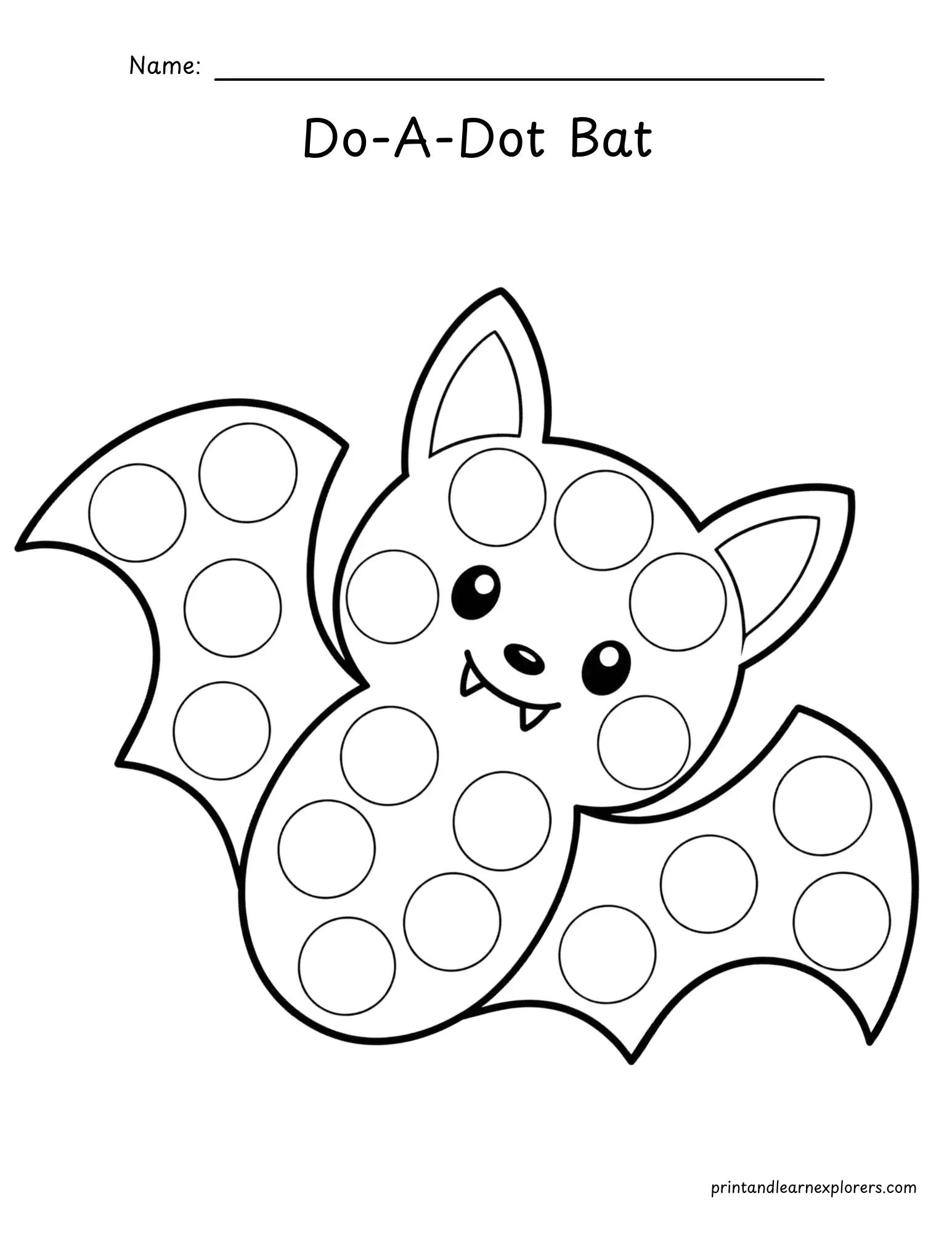 Halloween do a dot bat coloring page
