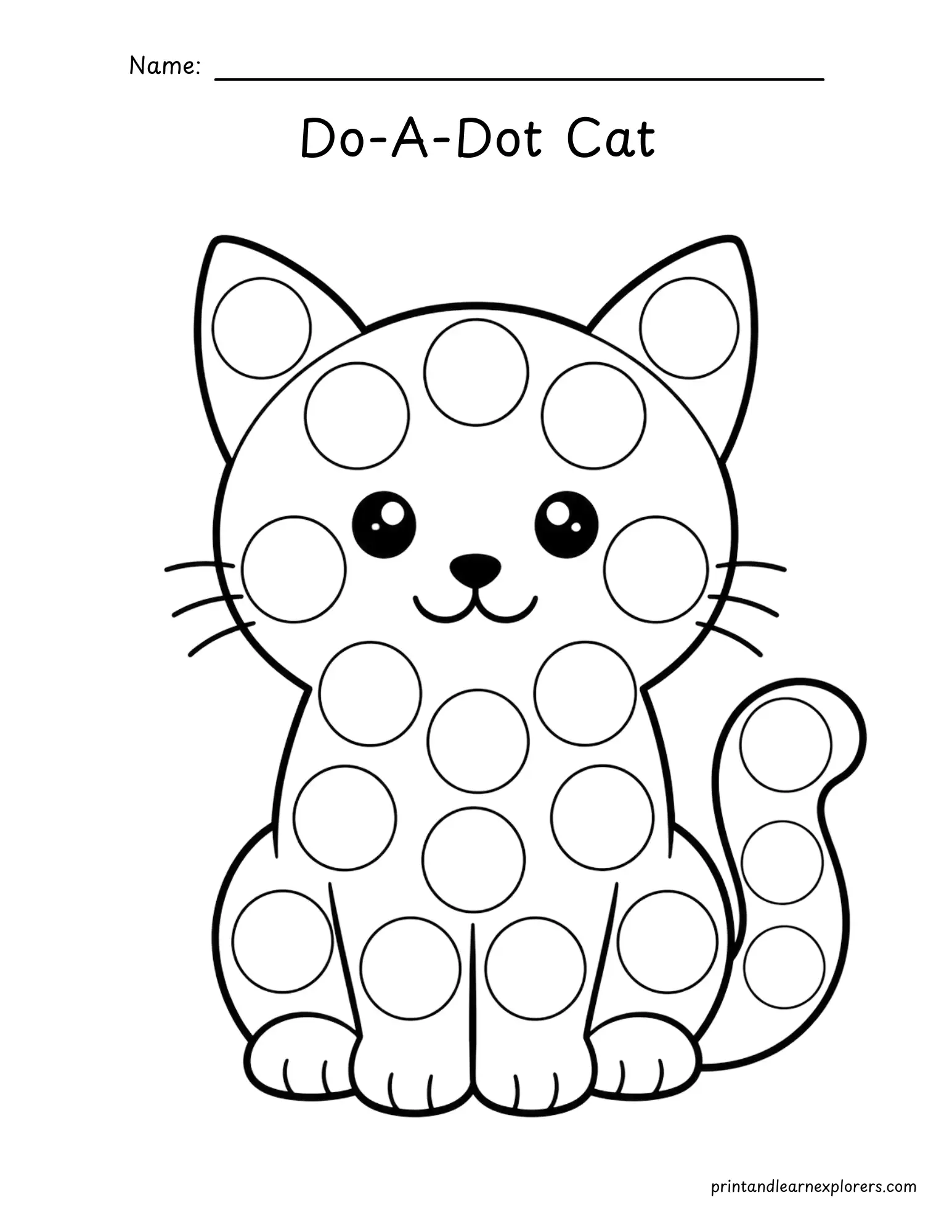 Halloween do a dot cat coloring page
