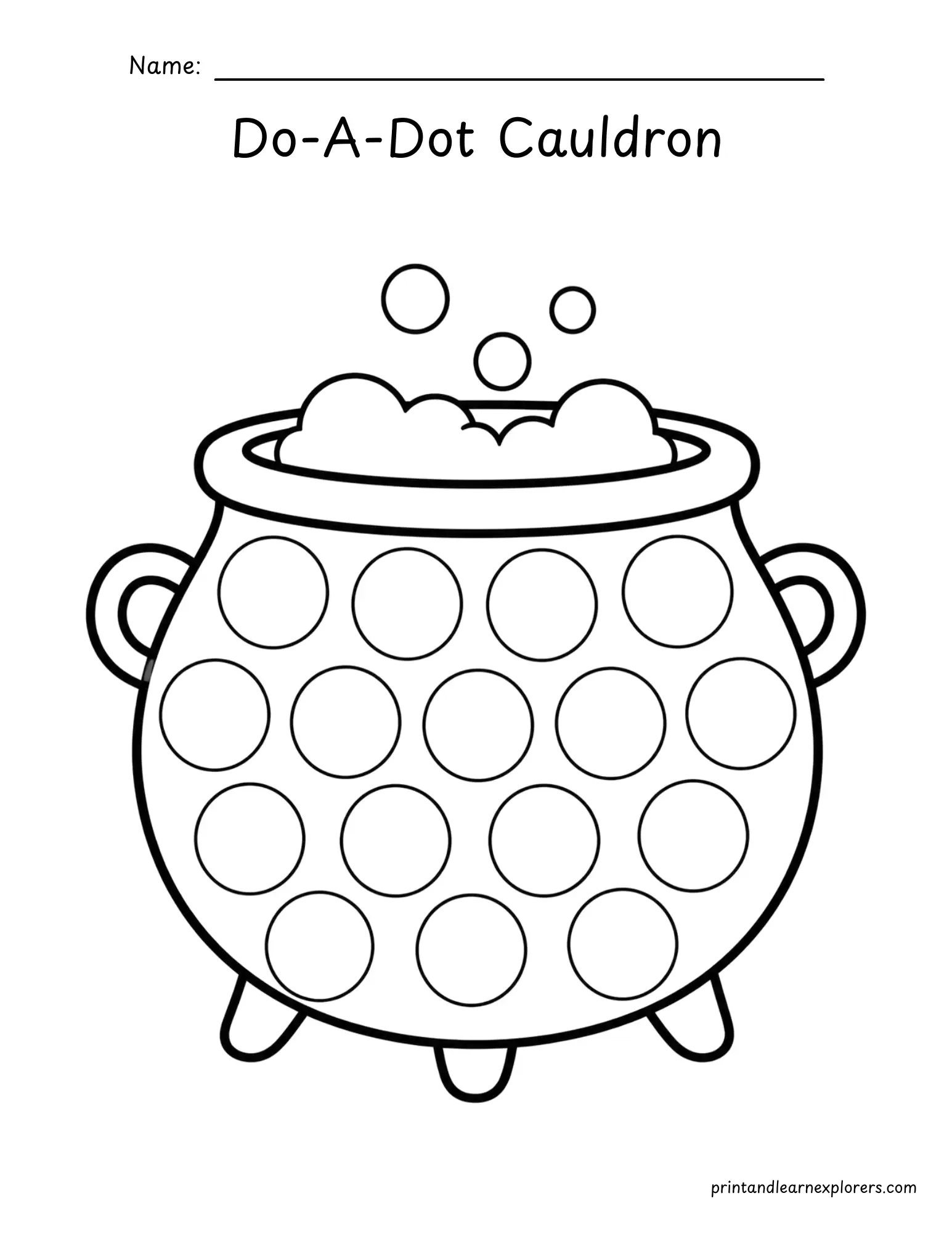 Halloween do a dot cauldron coloring page