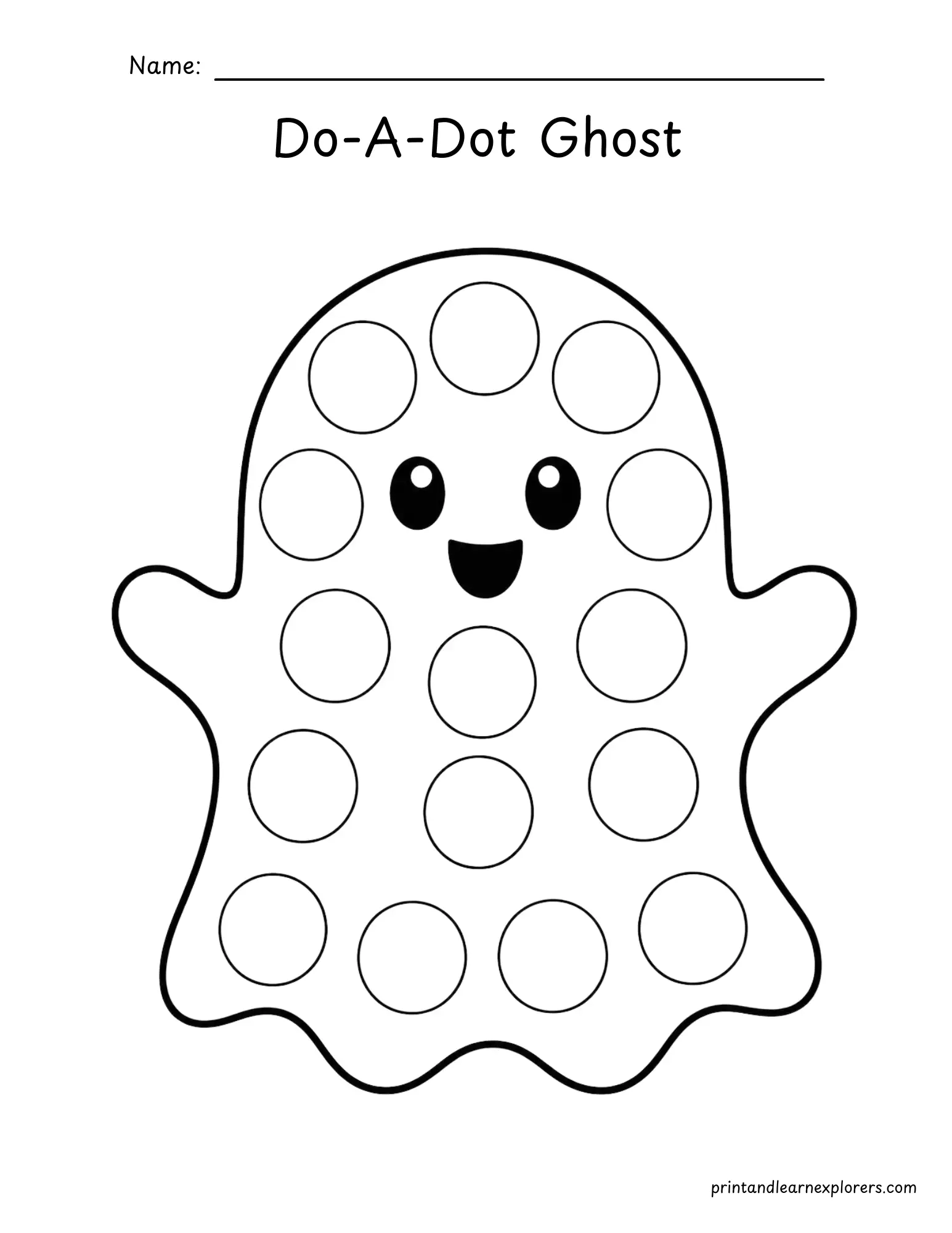 Do a dot halloween ghost coloring page