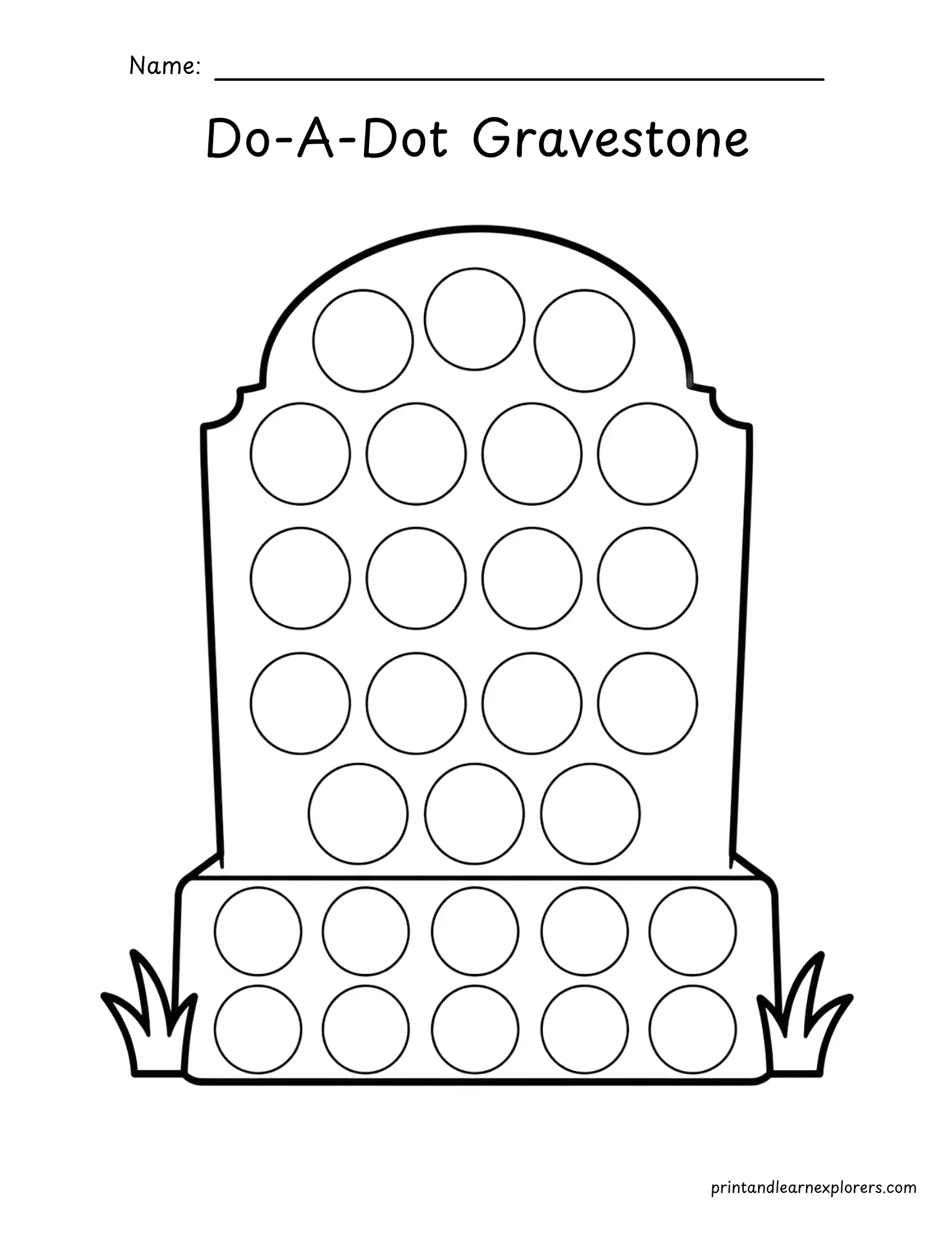 Halloween do a dot graveyard coloring page