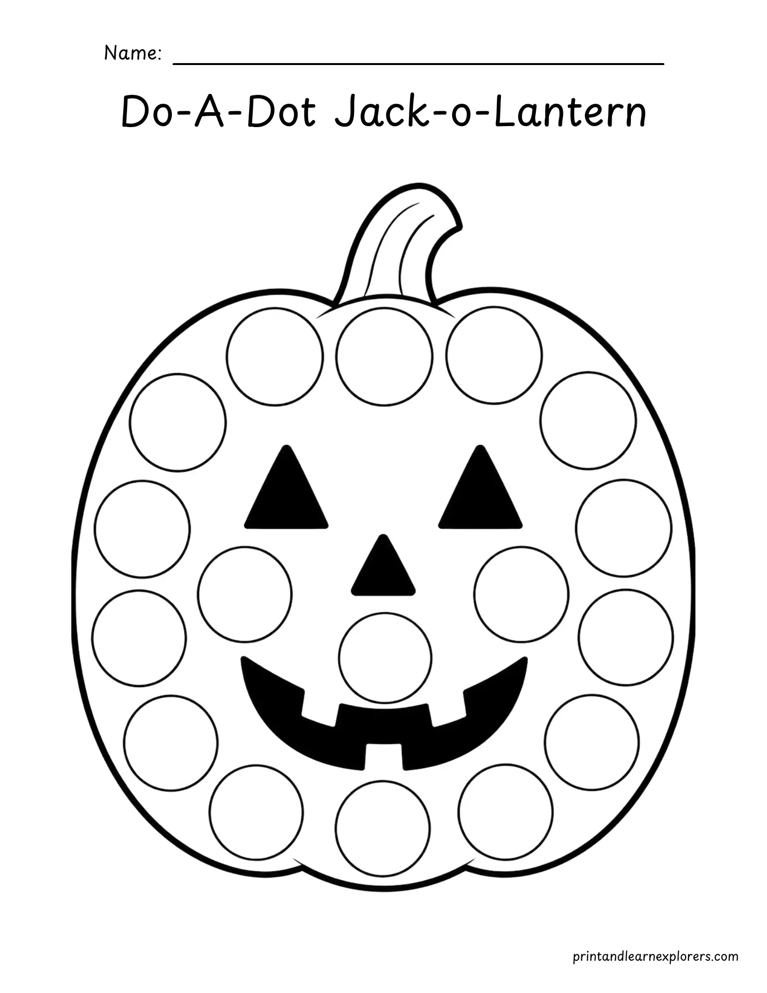Halloween do a dot jackolantern coloring page