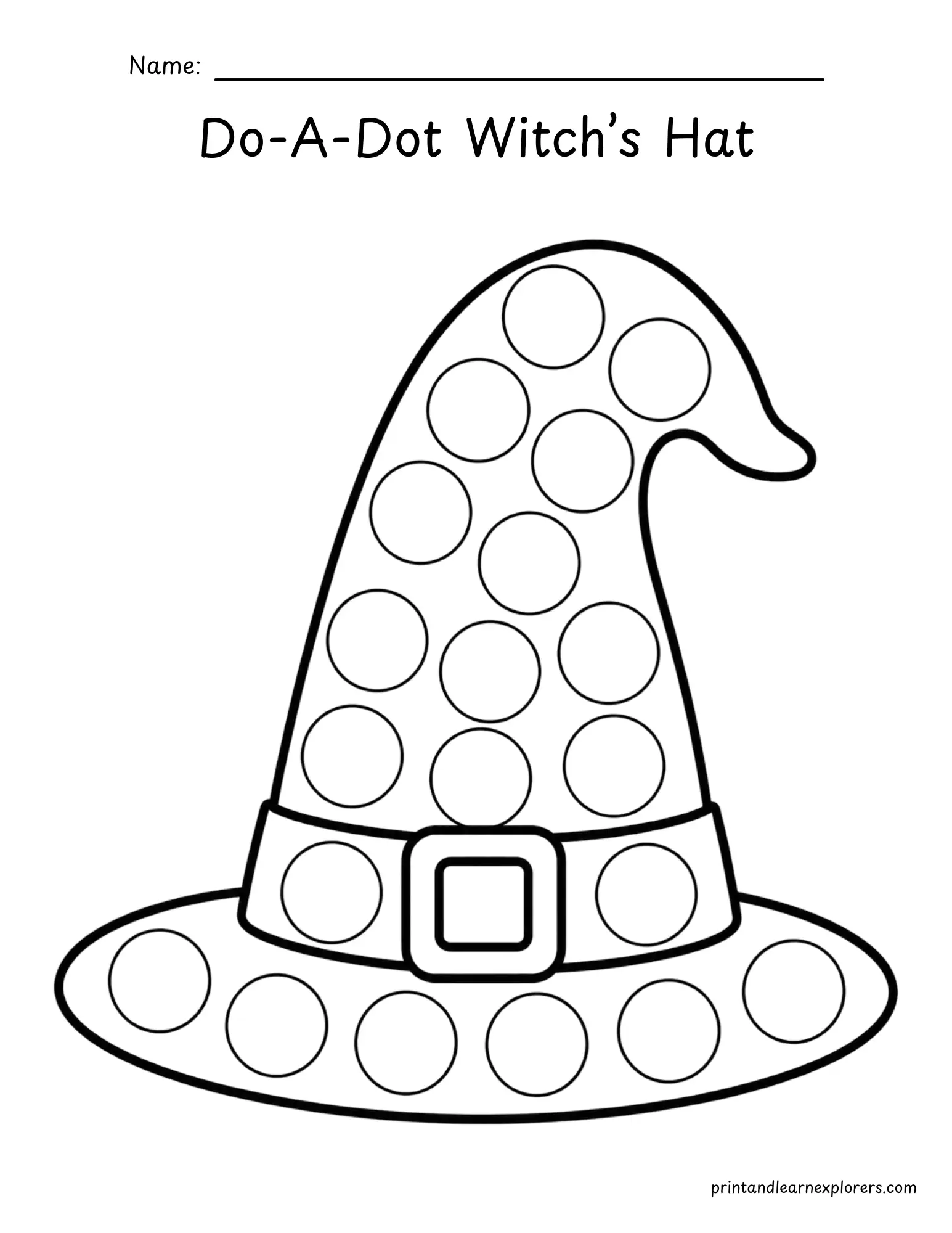 Halloween do a dot witchs hat coloring page