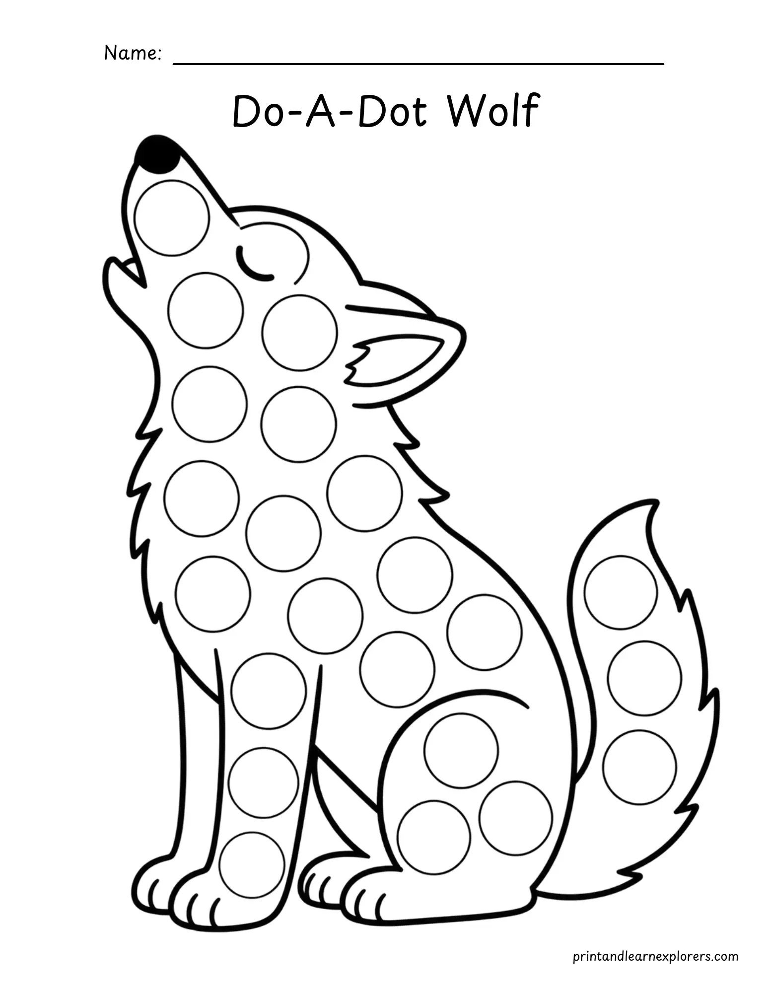Halloween do a dot wolf coloring page