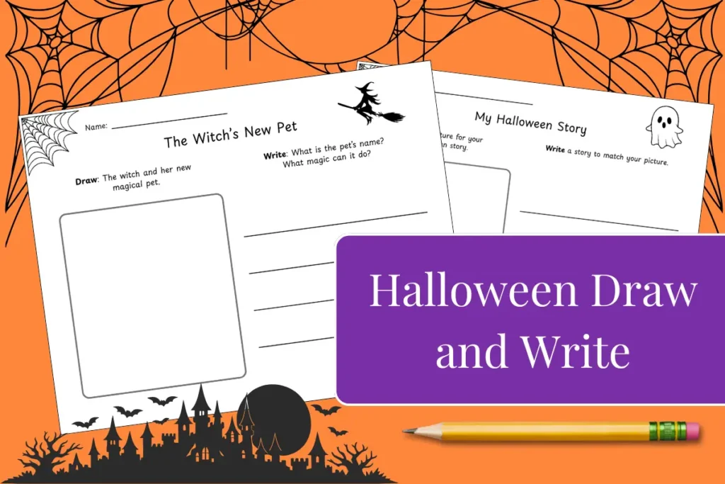 Halloween draw and write worksheets