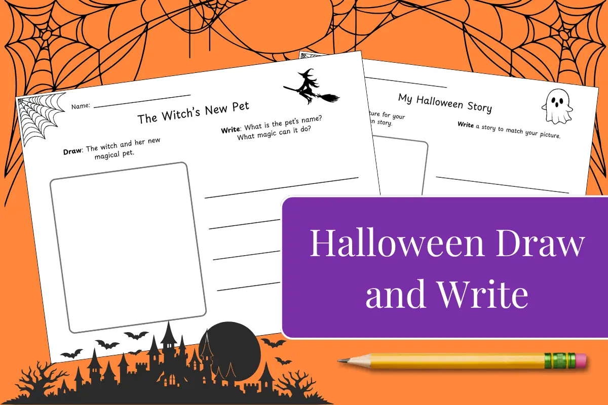 Halloween draw and write worksheets