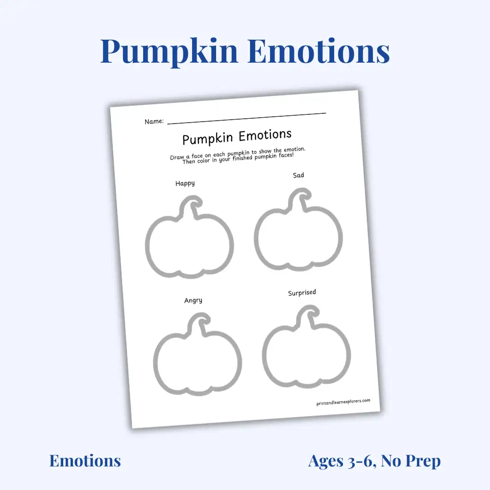 Pumpkin emotions worksheet