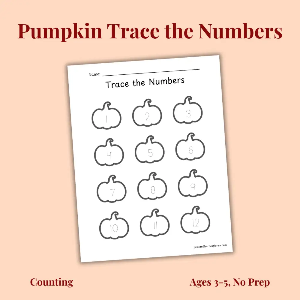 Pumpkin trace the numbers