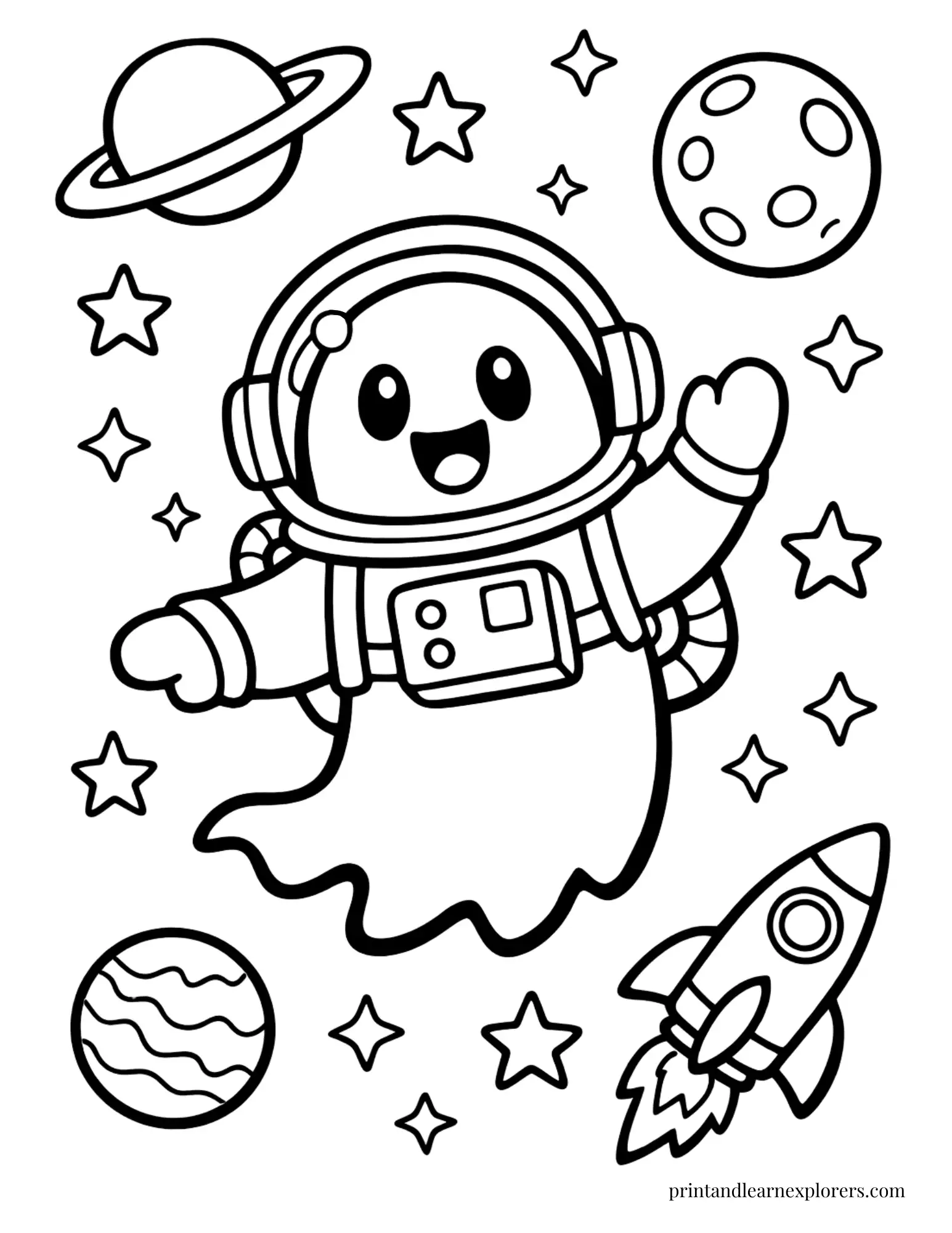 astronaut ghost coloring page