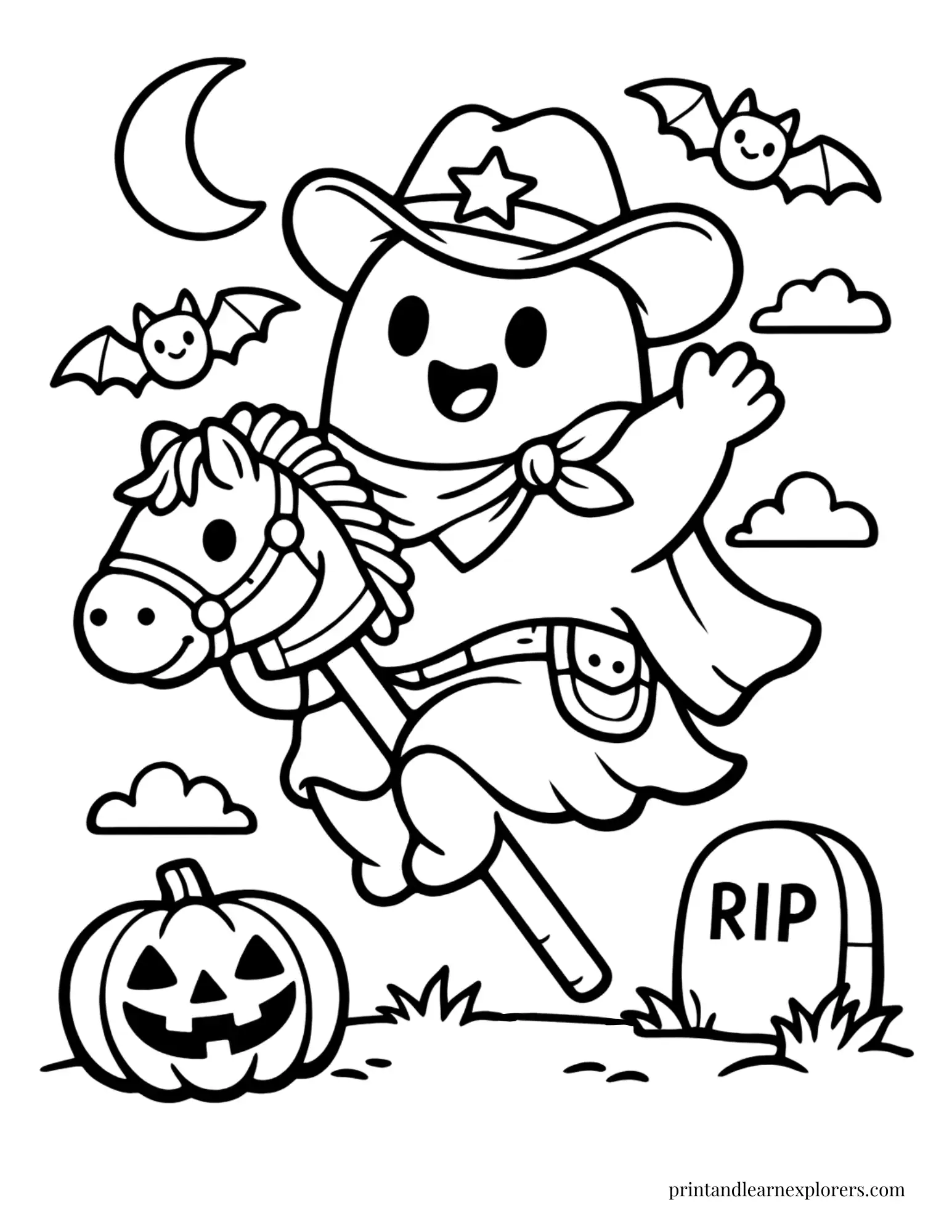cowboy ghost coloring page