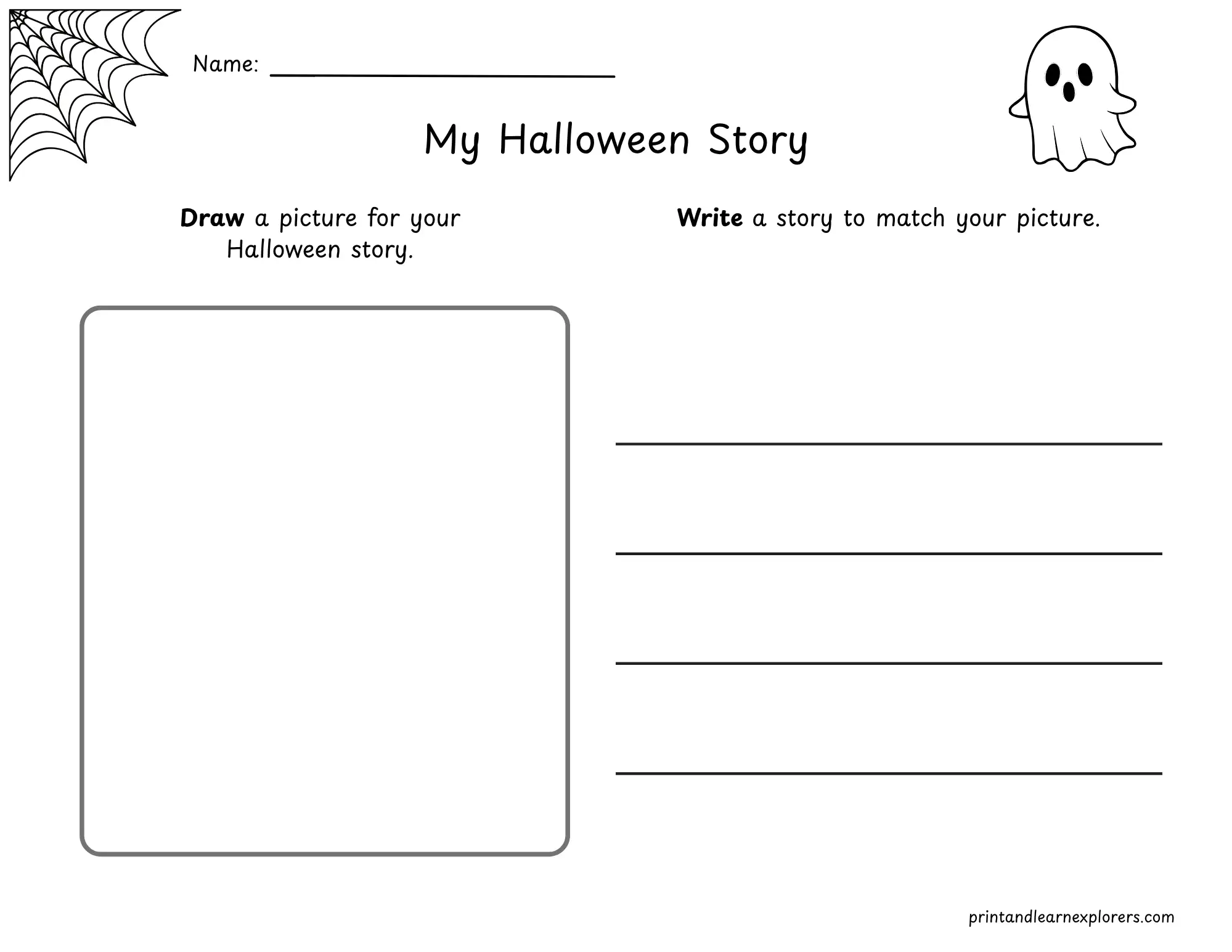 draw and write halloween blank story worksheet