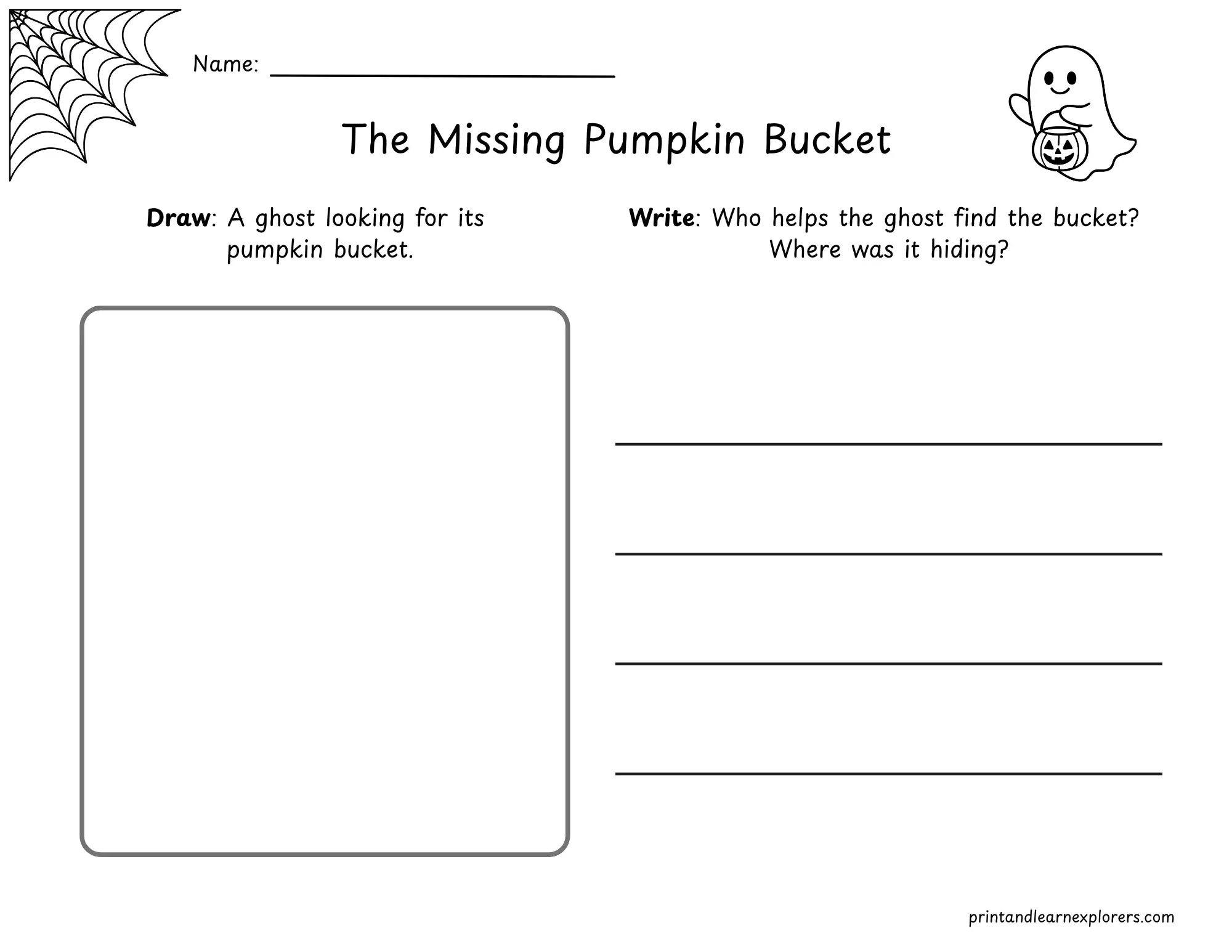 draw and write halloween missing pumpkin worksheet