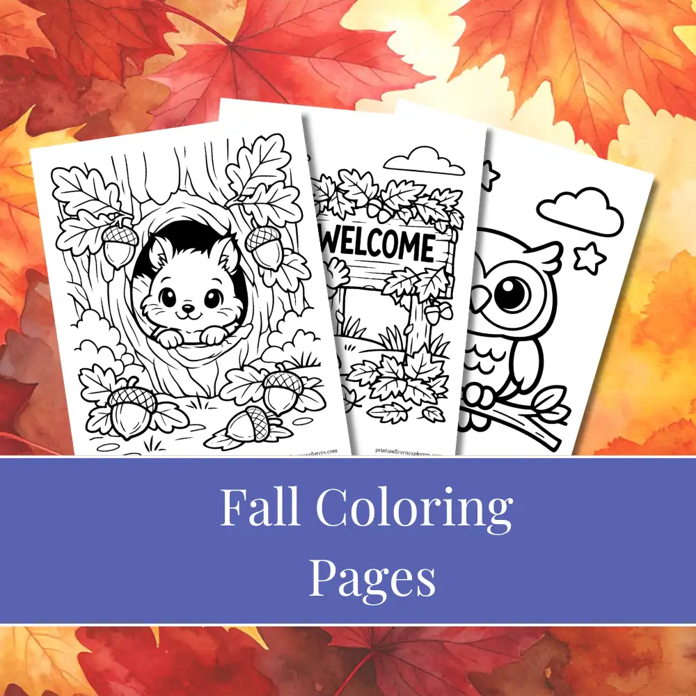 fall coloring pages menu