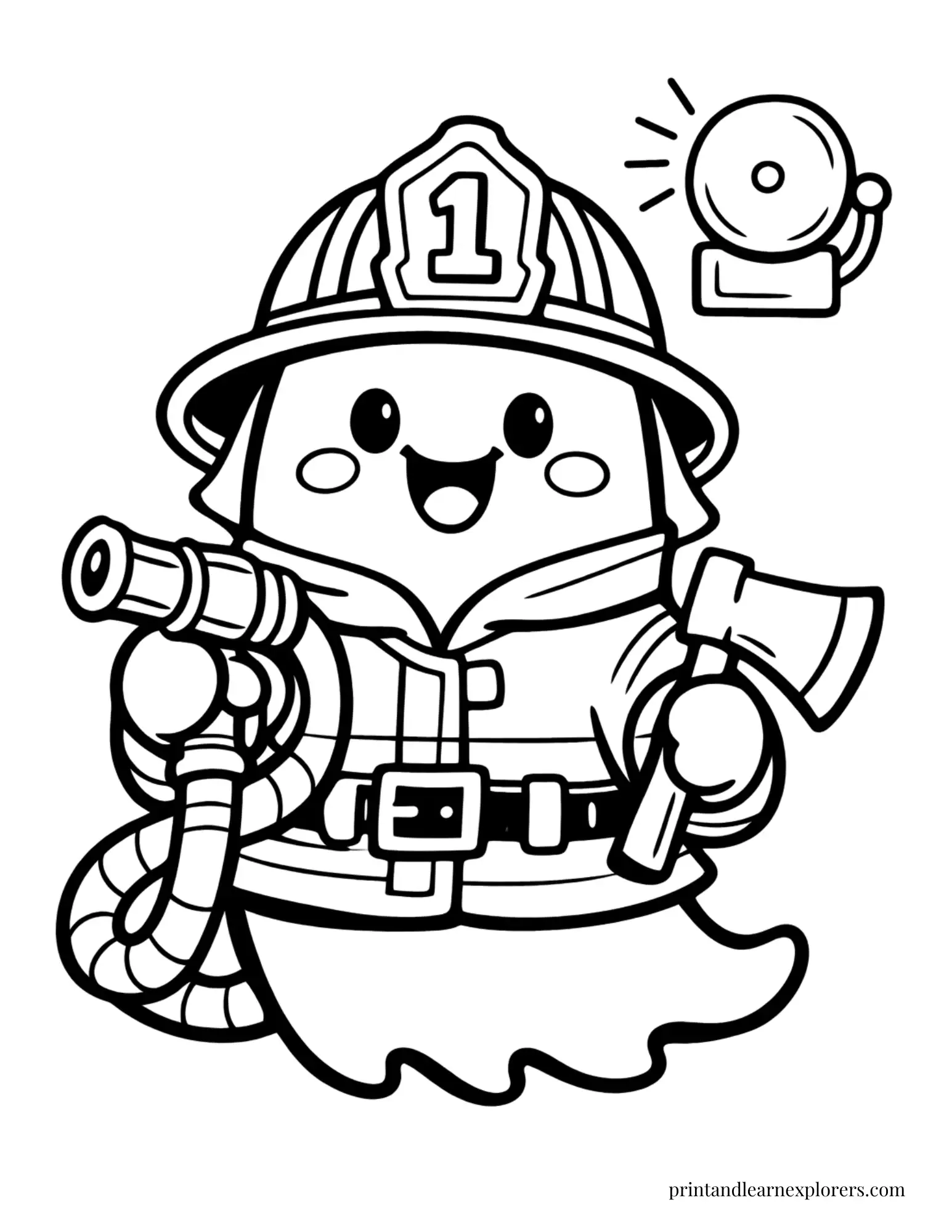 firefighter ghost costume coloring page