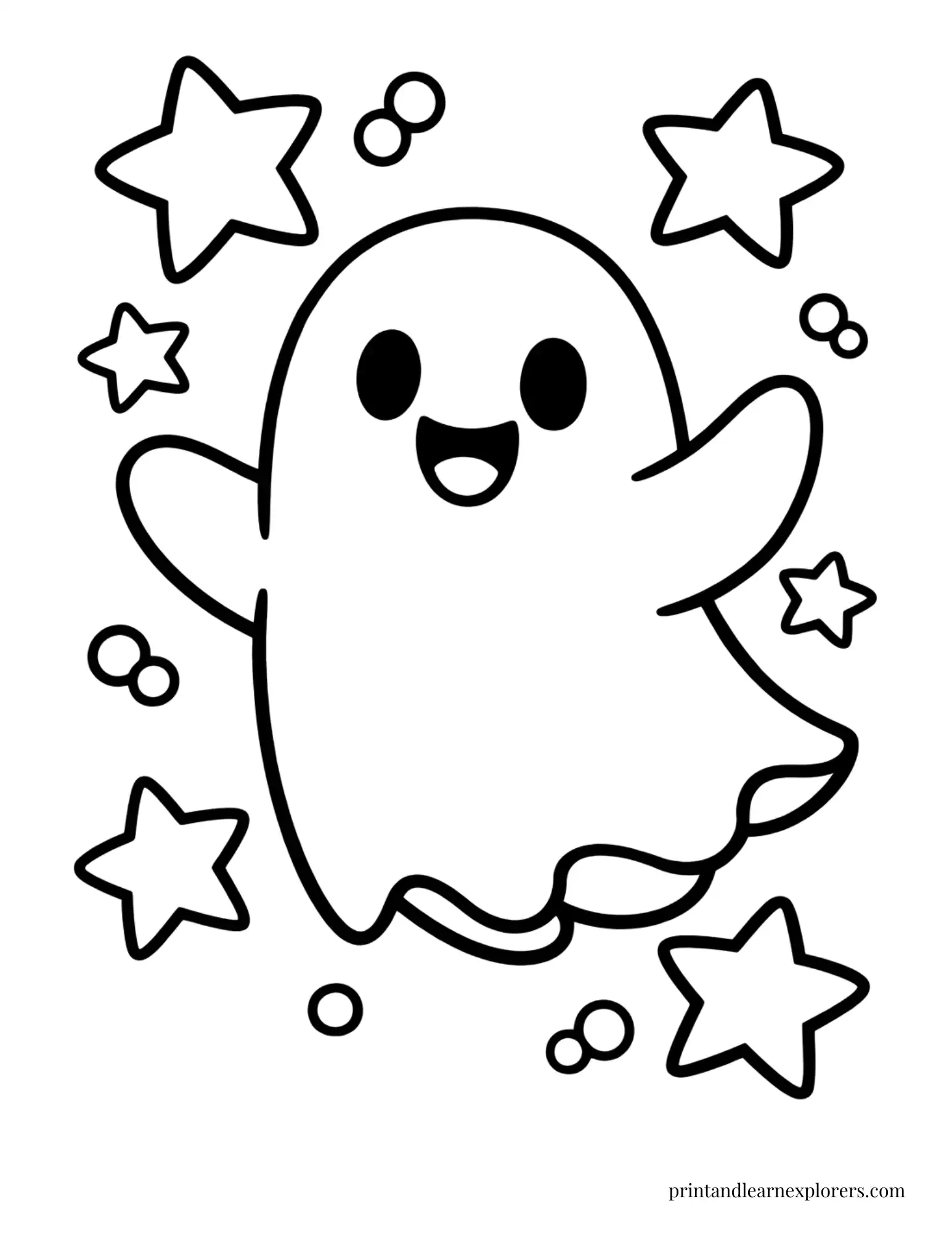 ghost with stars preschool coloring page