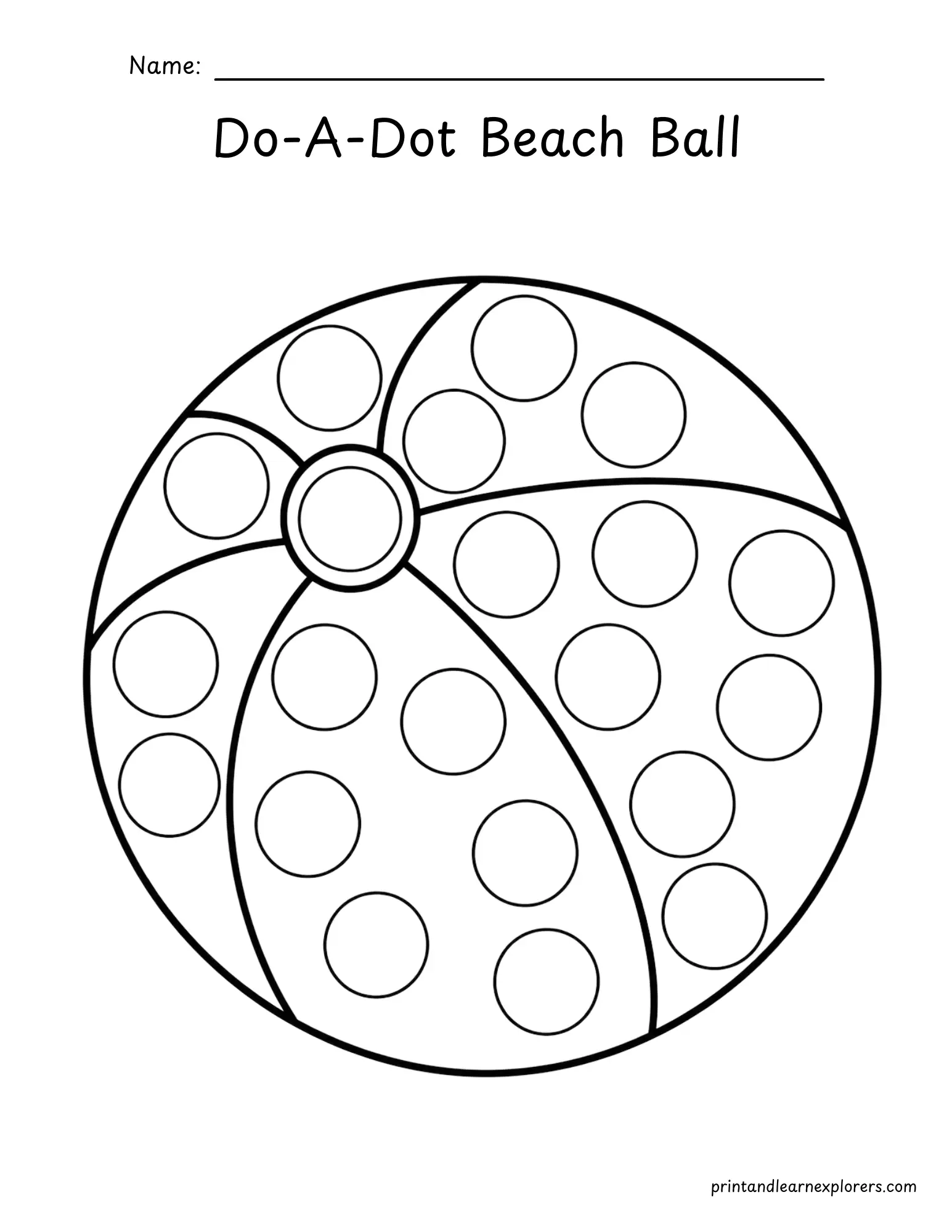 summer do a dot beach ball coloring page