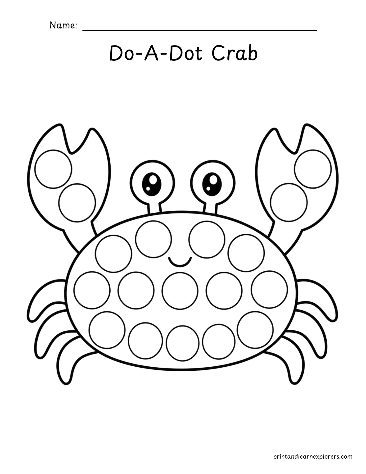 summer do a dot crab coloring page