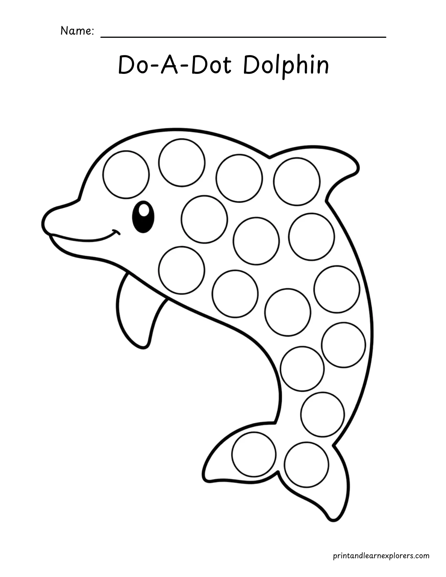 summer do a dot dolphin coloring page