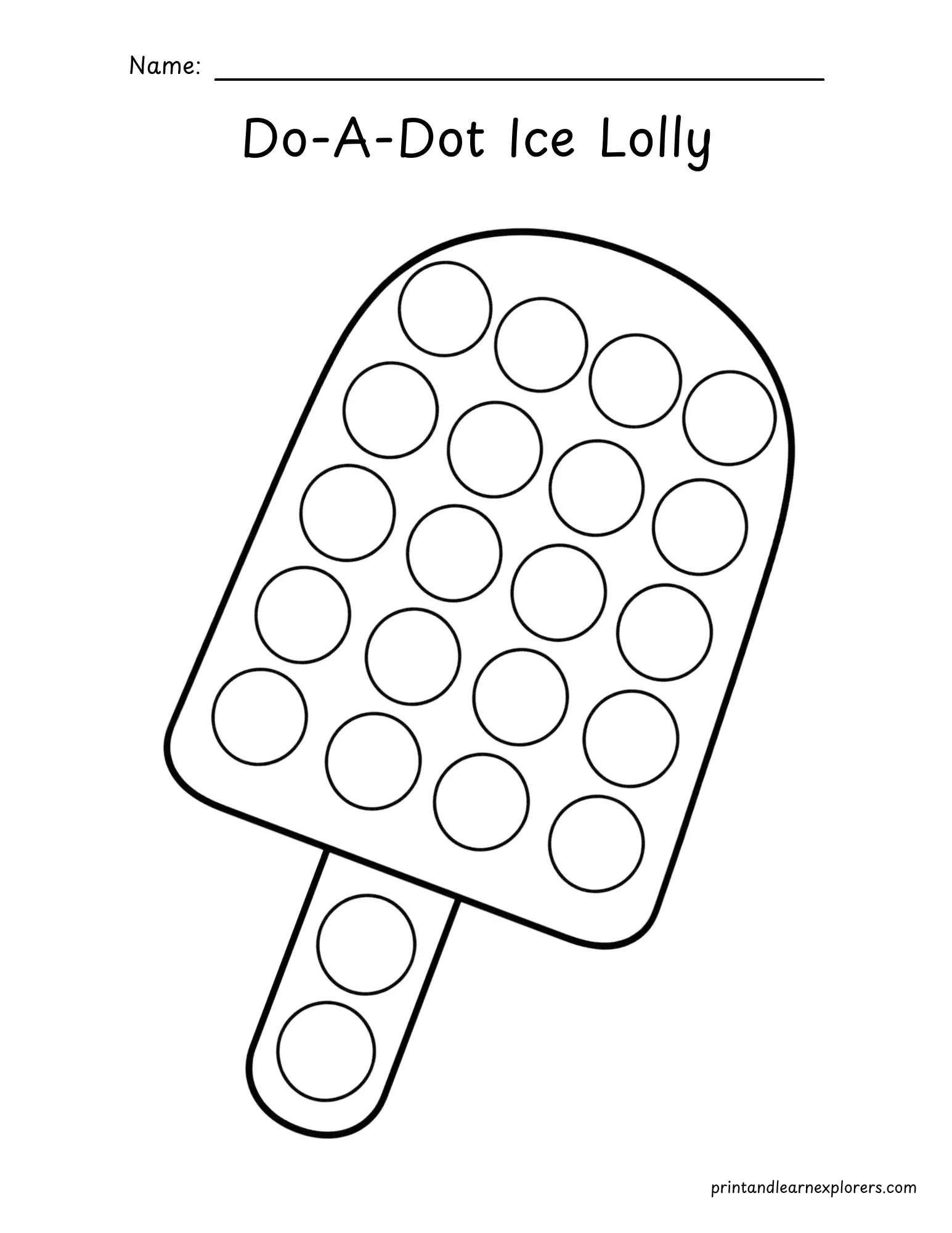 do a dot summer ice lolly coloring page