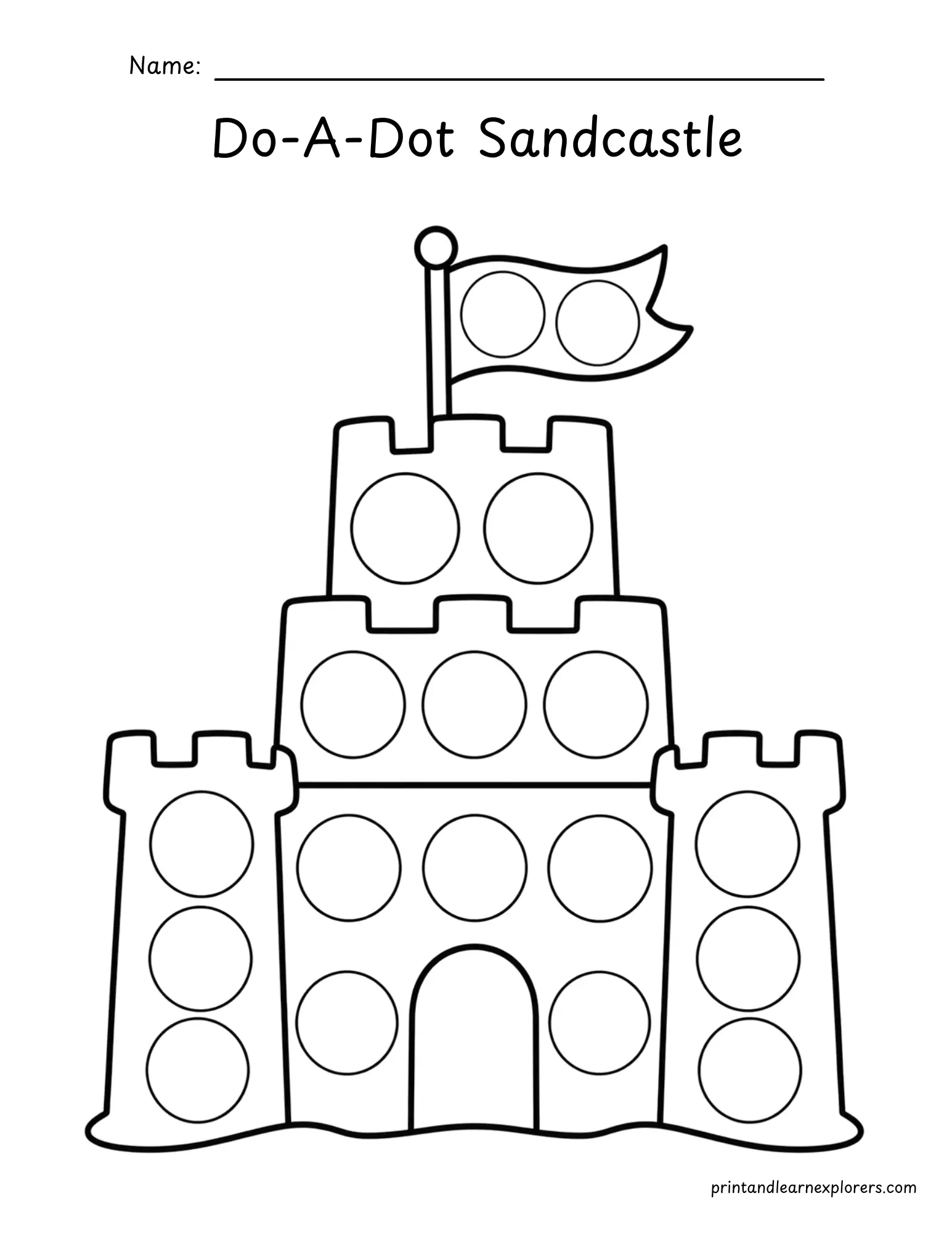 do a dot summer sandcastle coloring page