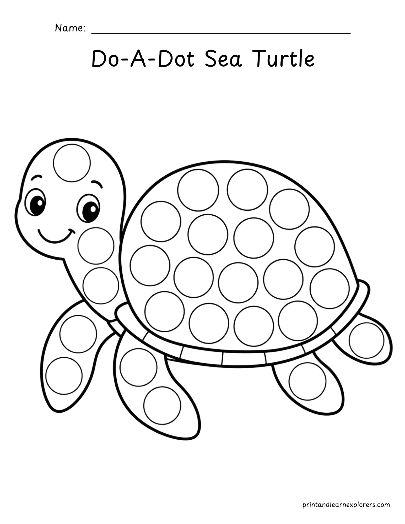 summer do a dot sea turtle coloring page