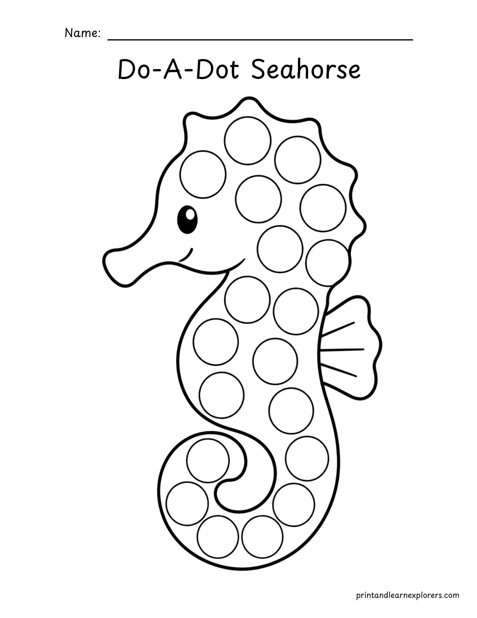 summer do a dot seahorse coloring page