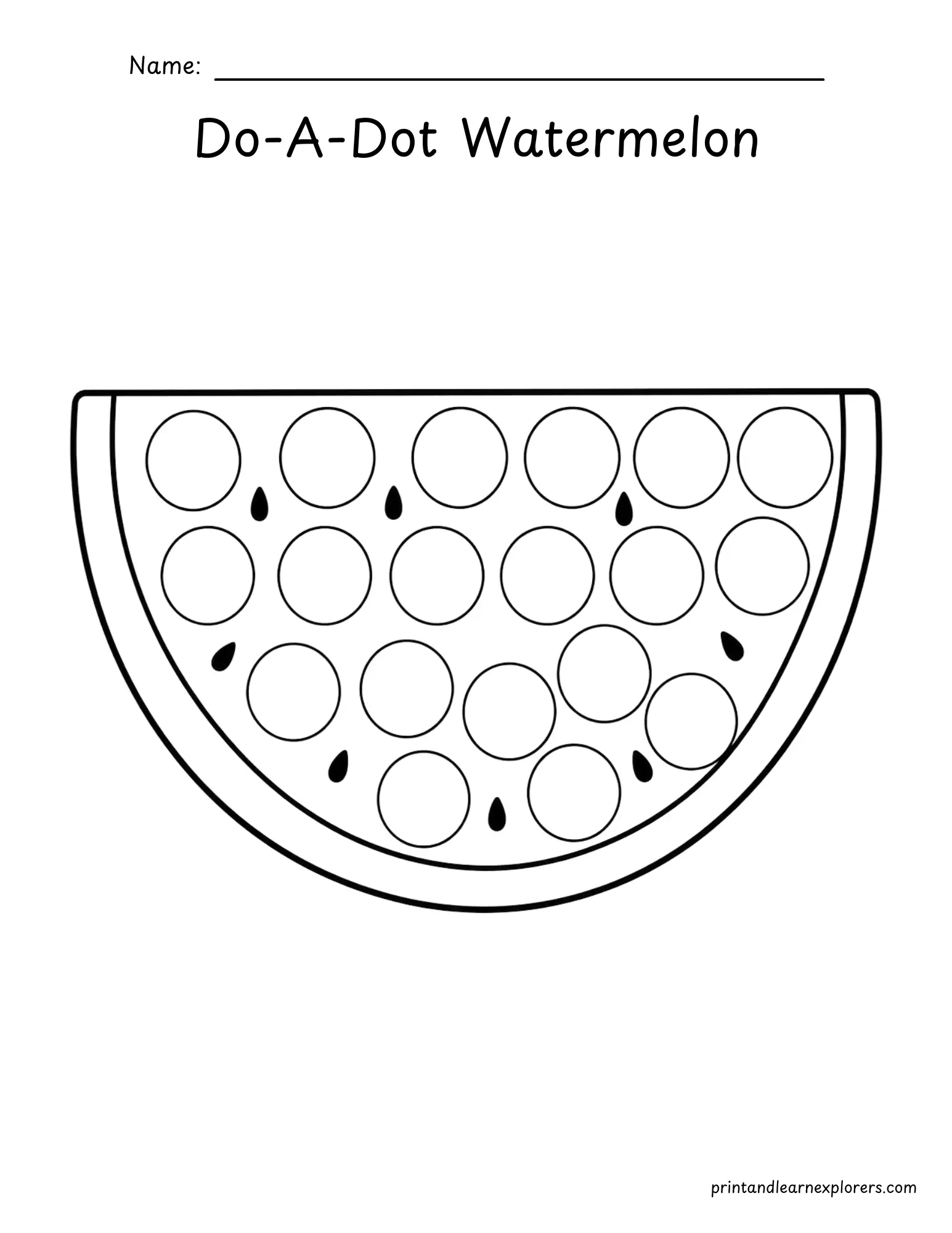 do a dot summer watermelon coloring page