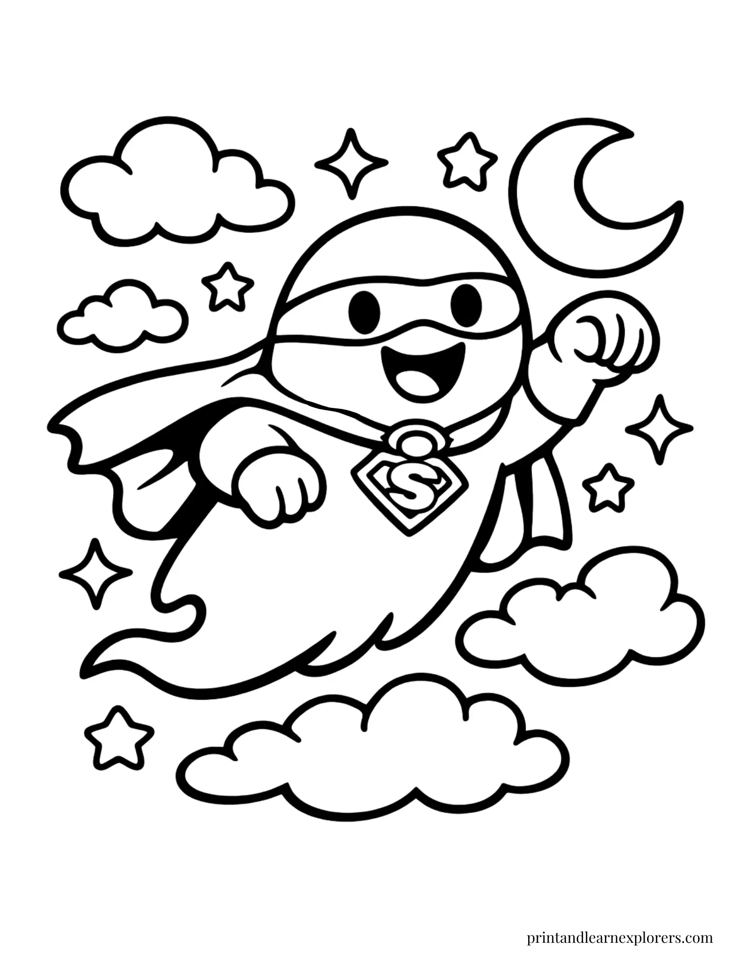 superhero ghost coloring page