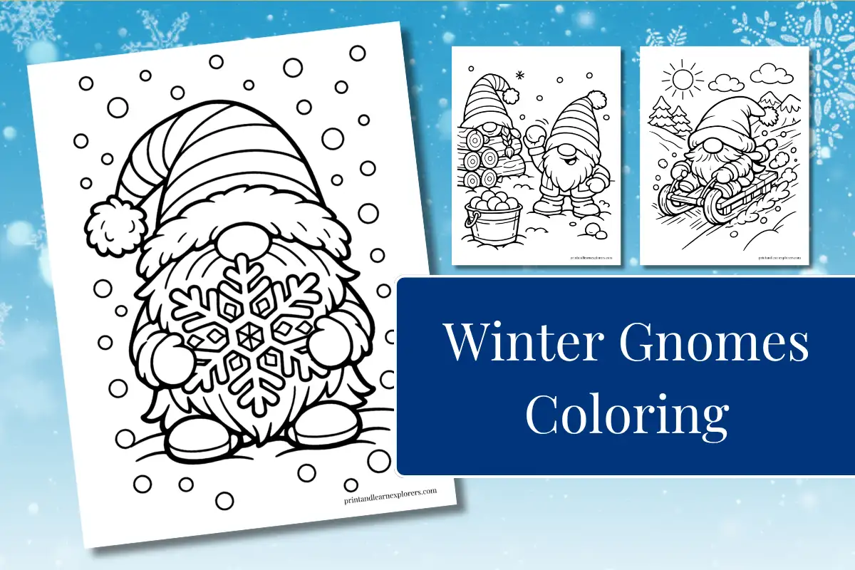 Winter gnomes coloring pages